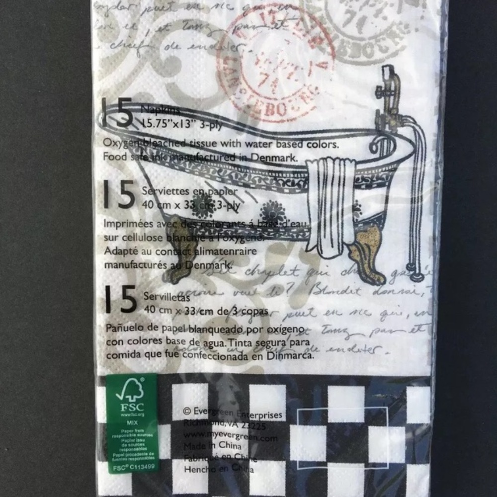 2 Packages Cypress Home Guest Napkins Paper Claw Foot Bathtub Crafts Retro NIP - Picture 2 of 2
